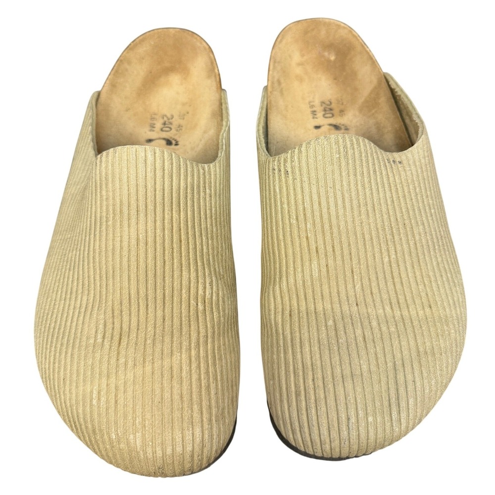 Birkis by Birkenstock Boston Clogs Tan Ribbed Corduroy Textured Women 37 L6 M4